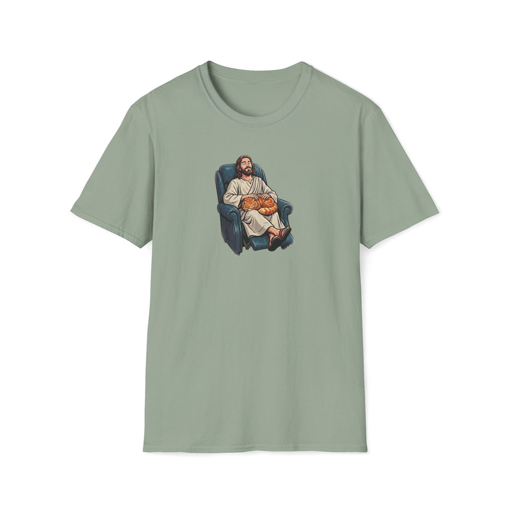 Lazy Boy Cat Jesus T-Shirt
