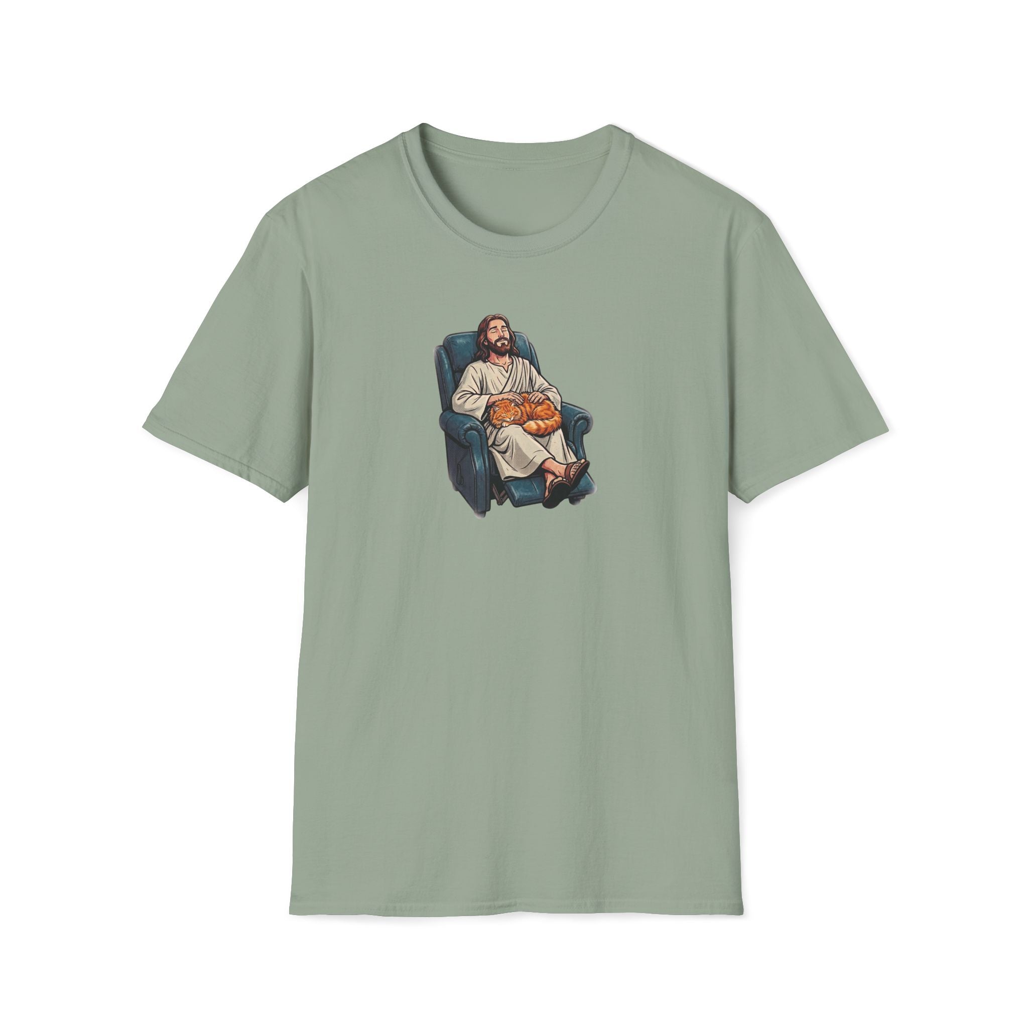 Lazy Boy Cat Jesus T-Shirt
