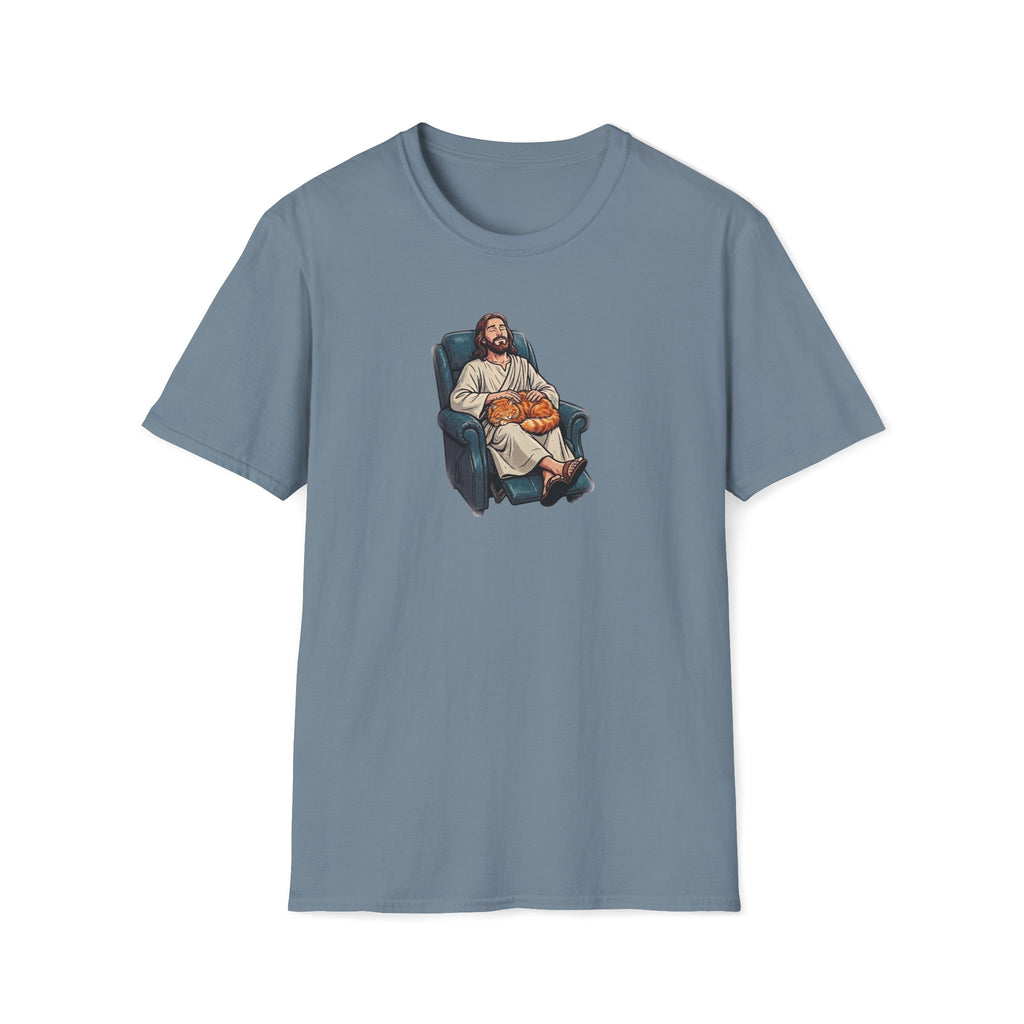 Lazy Boy Cat Jesus T-Shirt