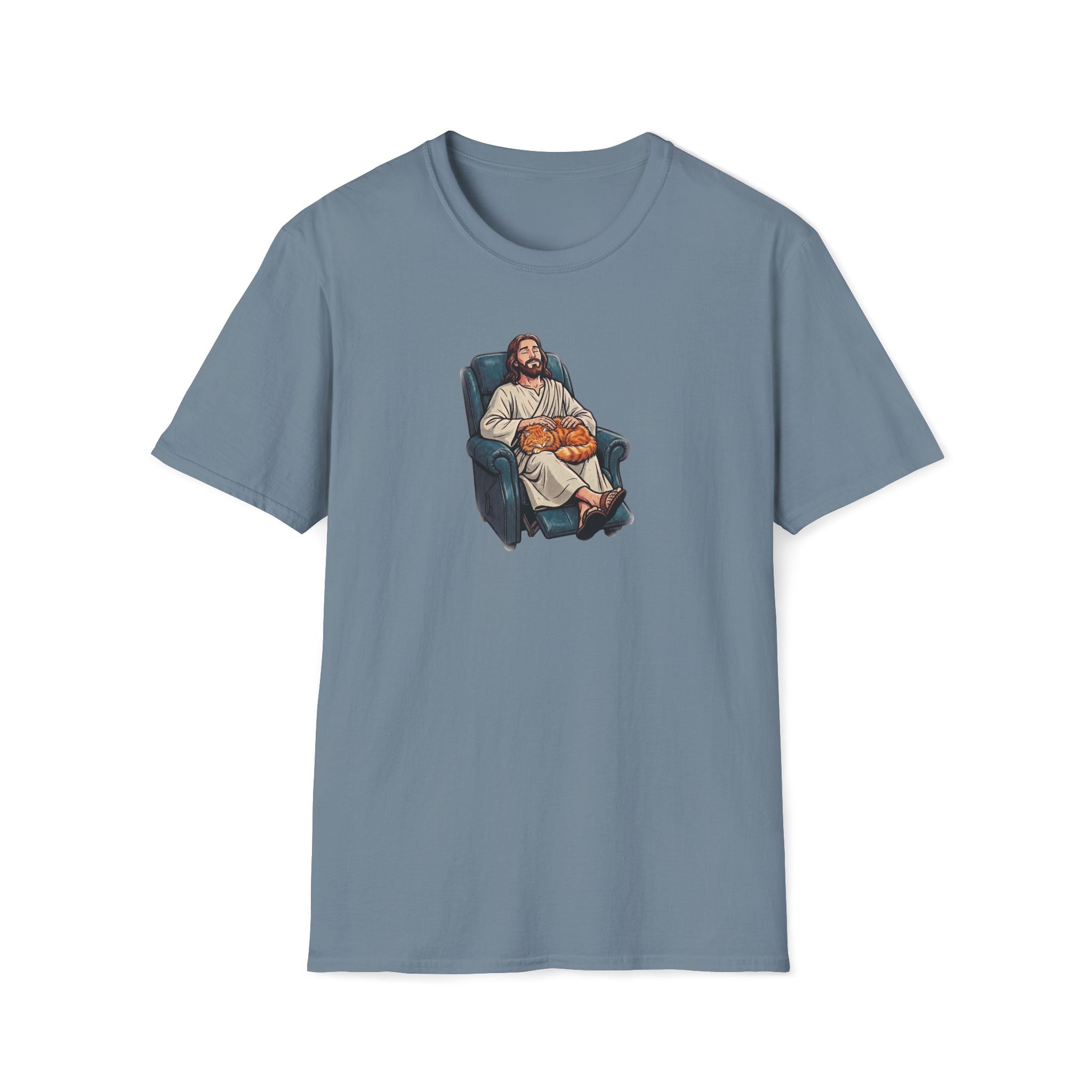 Lazy Boy Cat Jesus T-Shirt
