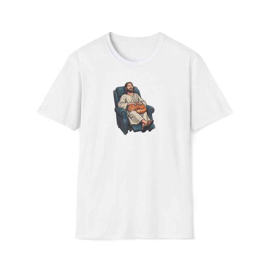 Lazy Boy Cat Jesus T-Shirt