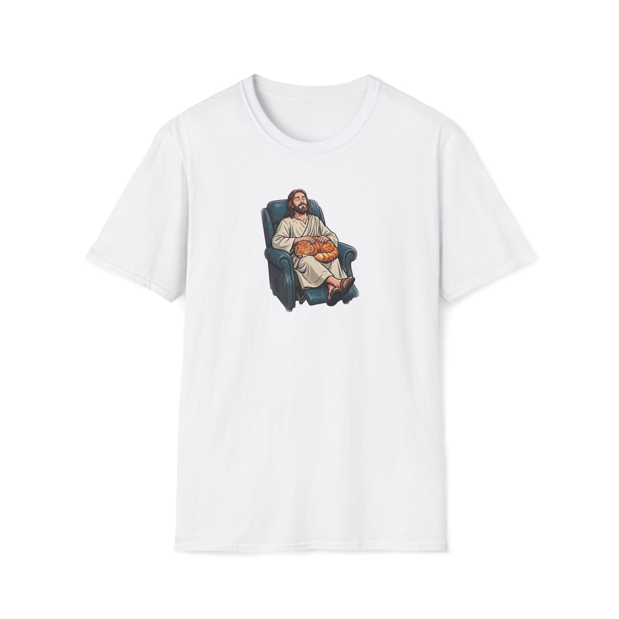 Lazy Boy Cat Jesus T-Shirt